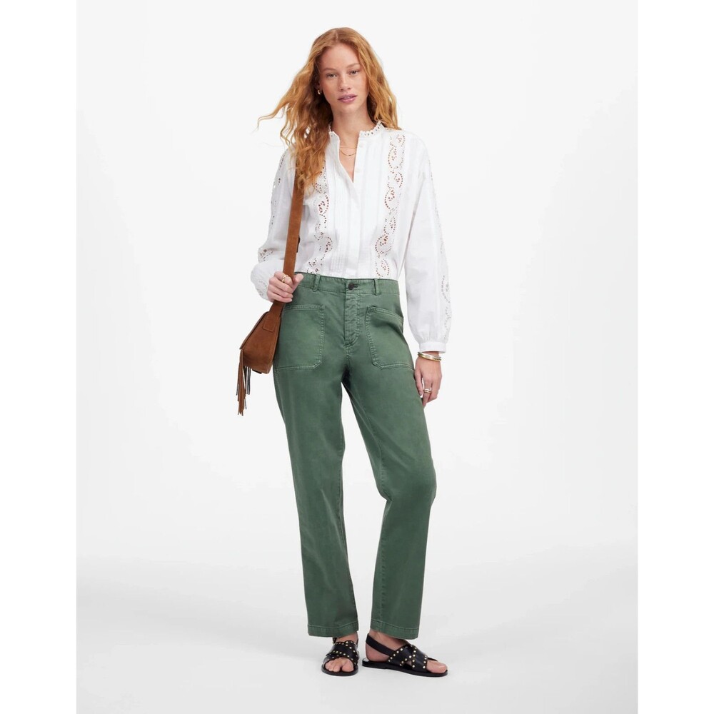 MADEWELL The Taper-Leg Utility Garment-Dyed Twill Pant 14 Green Rigid NWT B63